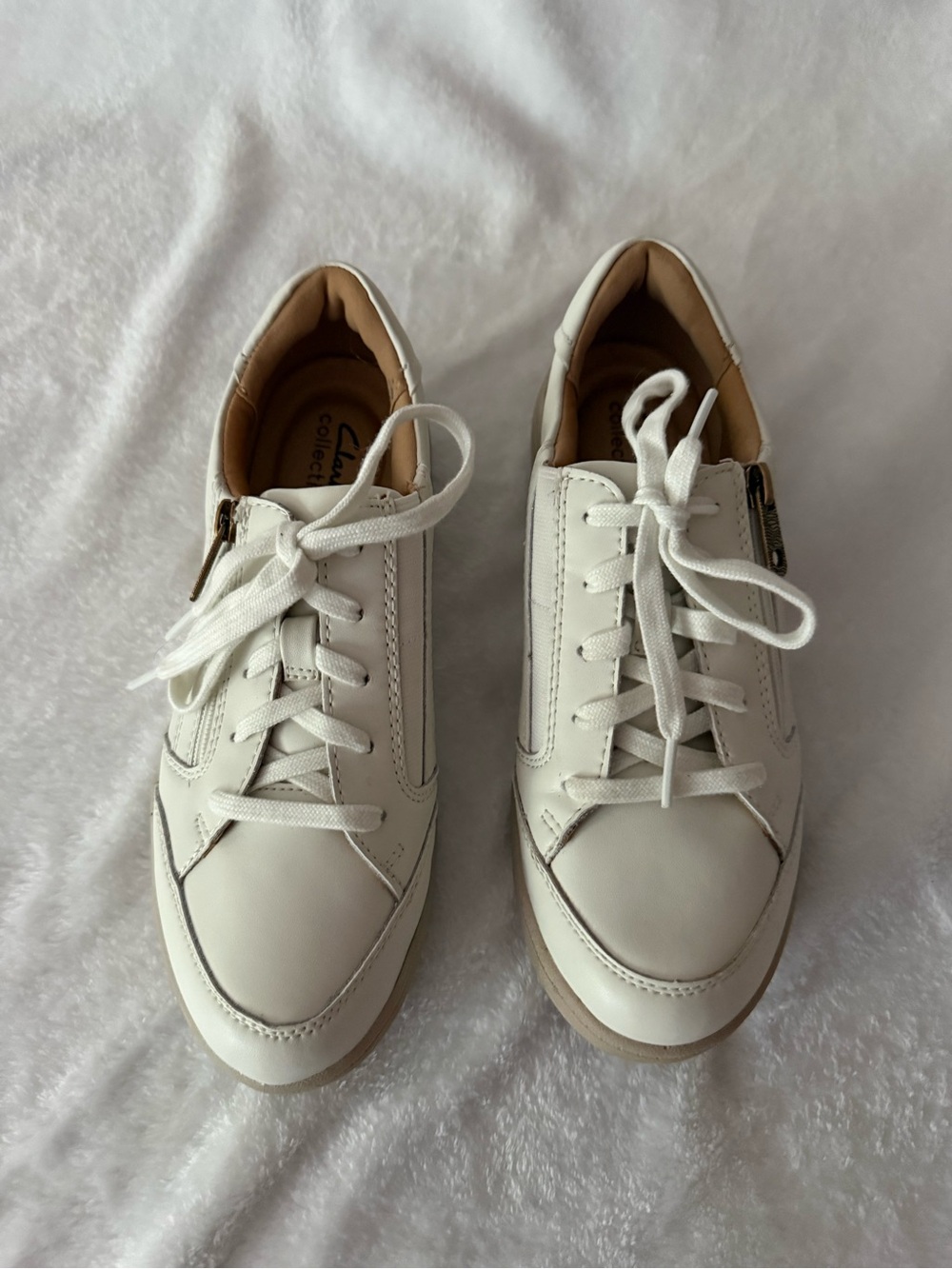 Clark’s Collection White Leather Nalle Lace Sports Inspired Sneakers 7.5 Lk New - Picture 6 of 11